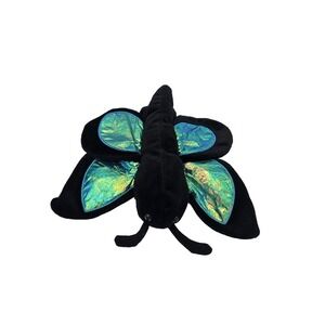 Caltot Black Butterfly Plush 12" Iridescent‎ Blue Green Wings Stuffed Animal Toy